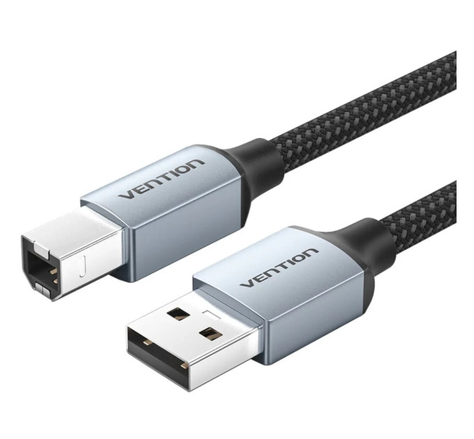 Vention Кабель USB 2.0 AM-BM, 5.0 м, 480Mbps Printer, обплетення сірий Vention