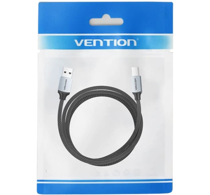 Vention Кабель USB 2.0 AM-BM, 2.0м, 480Mbps Printer, обплетення, Aluminum Alloy, сірий Vention