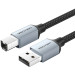 Vention Кабель USB 2.0 AM-BM, 2.0м, 480Mbps Printer, обплетення, Aluminum Alloy, сірий Vention