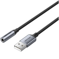 Звукова карта USB AUX jack, TRRS, 0.25м, OMTP та CTIA, обплетення,  Vention