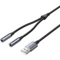 Vention Звукова карта USB AUX jack, 2*TRS (Mic + Ear)  0.25м, обплетення, Aluminum Alloy Vention