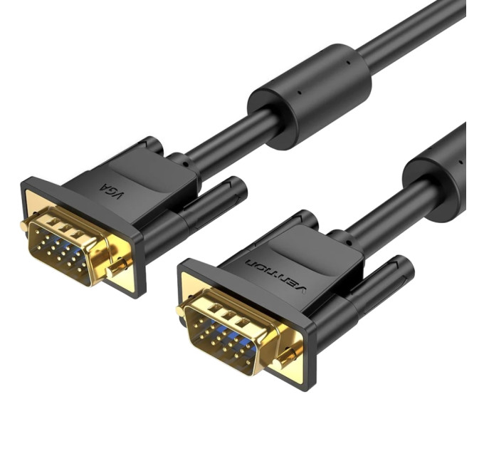 Vention Кабель VGA 15M-15M, 8.0м, з ферритами, чорний Vention