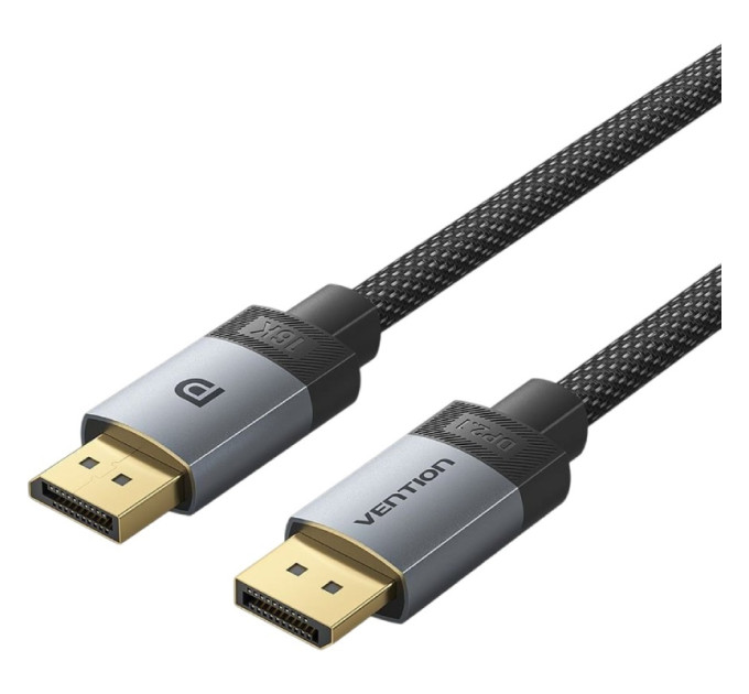 Vention Кабель DisplayPort M - M 2.0м, V2.1, 16K 60 Гц, зворотня сумісність, обплетення, чорний