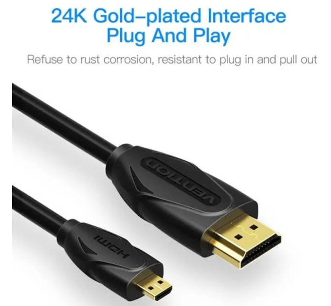 Vention Кабель HDMI M - Micro M, 2.0 м, V2.0 4K 60Гц 18Gbps HDR Dolby,  PVC Vention