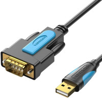 Кабель USB 2.0 AM - RS-232 M, 2.0м, PVC, чорний Vention