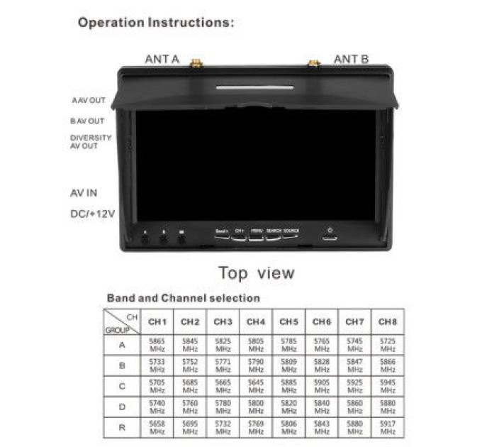 Foxeer Монітор FPV Foxeer LCD5802D DVR 5.8GHz 40CH (MR1705/HP039-0014)