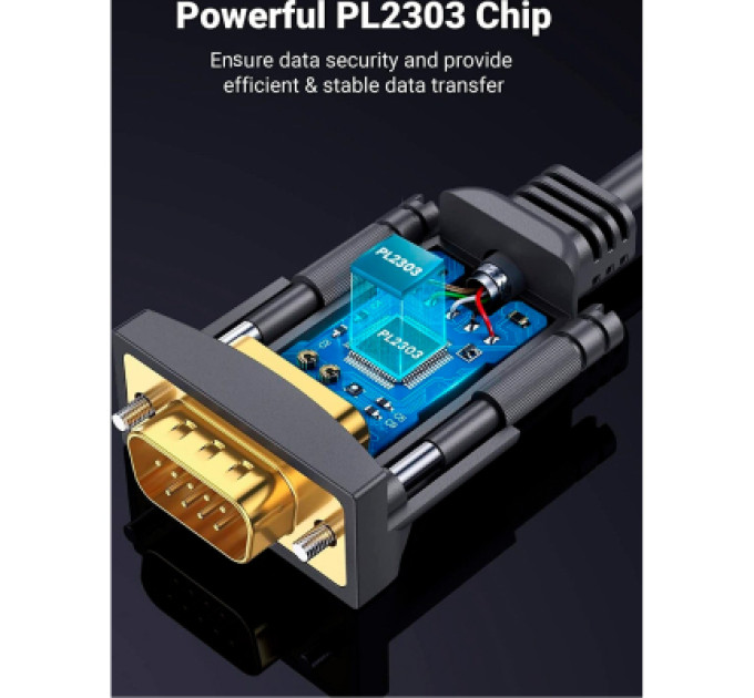 Ugreen Кабель для передачі даних USB to COM M 3.0m DB9 RS-232 CR104 black Ugreen (20223)
