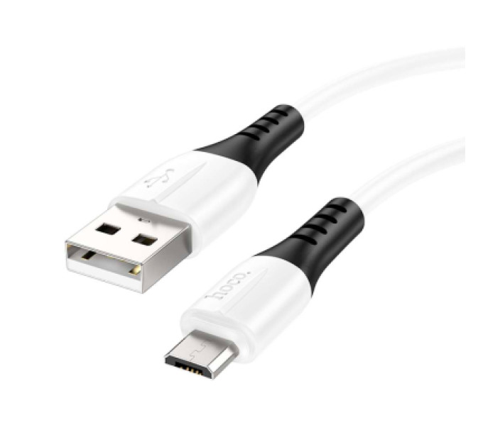 Дата кабель USB 2.0 AM to Micro 5P 1.0m 2.4A silicone X82 white HOCO (6931474768568)