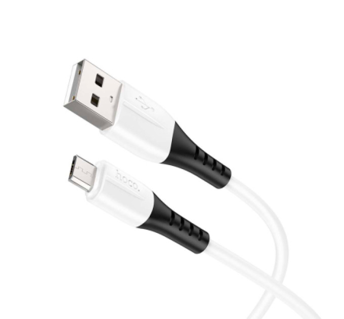Дата кабель USB 2.0 AM to Micro 5P 1.0m 2.4A silicone X82 white HOCO (6931474768568)