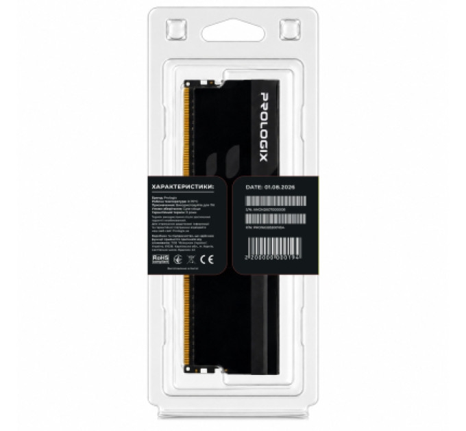 Модуль пам'яті для комп'ютера DDR4 16GB 3200 MHz Onyx Black Prologix (PRO16GB3200YB4)