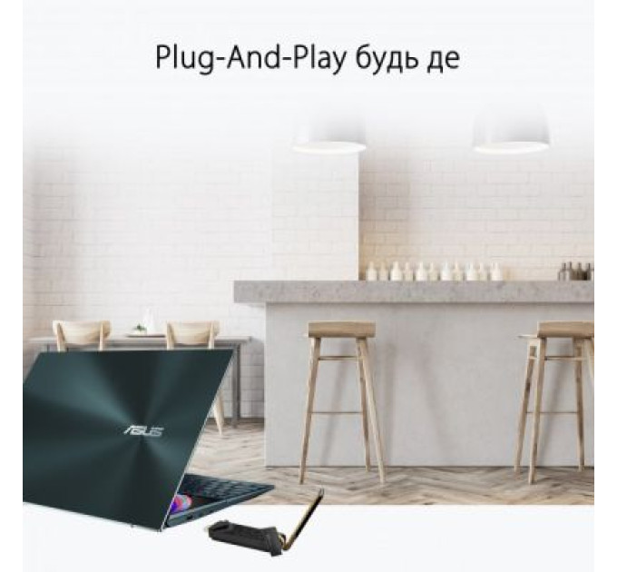 ASUS Мережева карта Wi-Fi ASUS USB-AX56 AX1800 USB 3.0 WPA3 MU-MIMO OFDMA (USB-AX56)