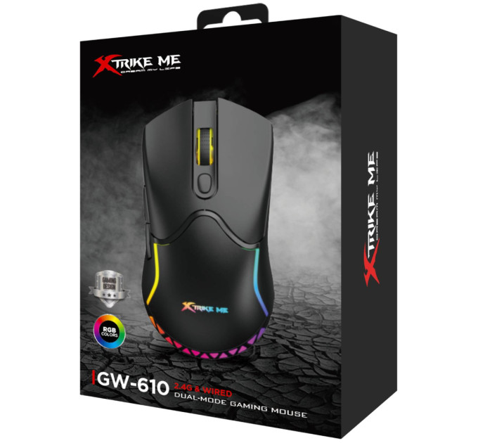 Xtrike ME Мишка Xtrike ME GW-610 Wireless RGB Black (GW-610)