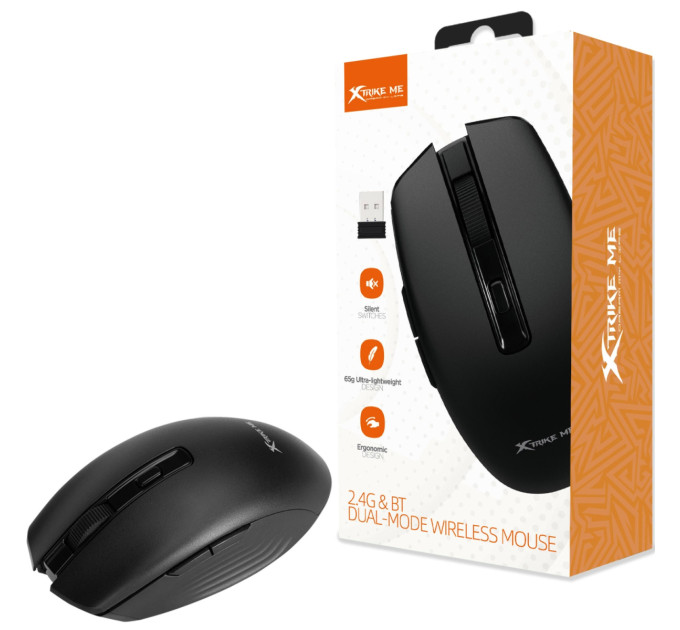 Xtrike ME Мишка Xtrike ME GW-224 Silent Bluetooth/Wireless Black (GW-224BK)