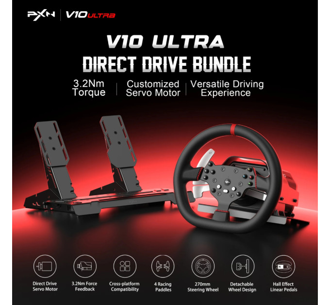 PXN Кермо PXN V10 Ultra Bundle for PS4/XBOX/Xbox Series X|S/PC (PXN-V10 Ultra EU)