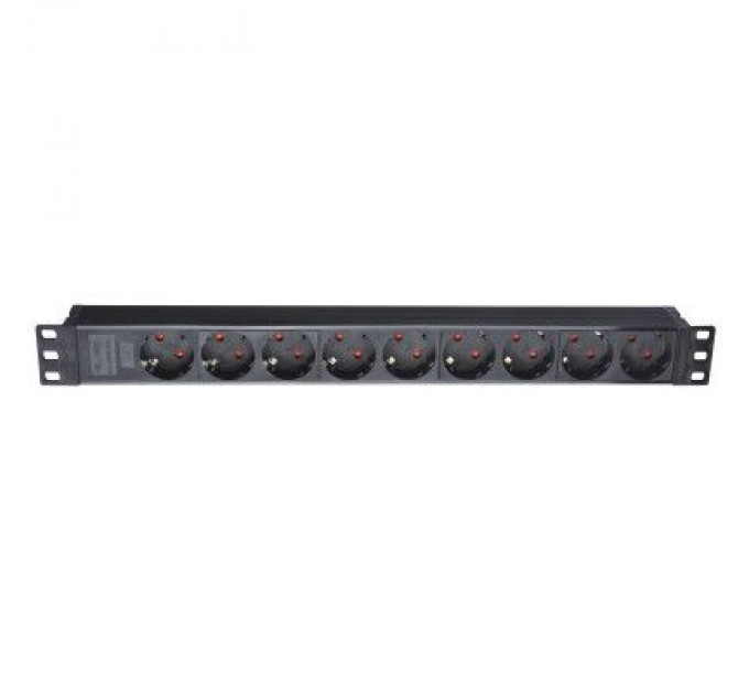Eserver Силовий блок Eserver 19" 9 розеток, без выкл., без кабеля, алюм. корпус, 16А (WT-2261A-GER-9WAY-WO)