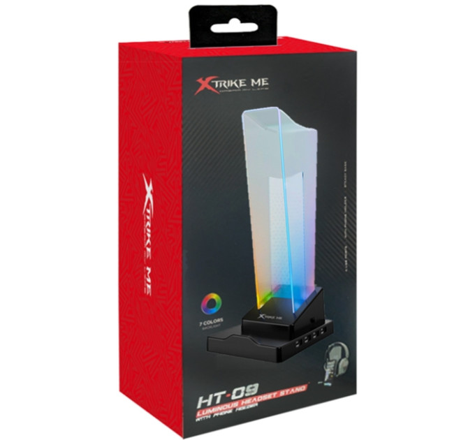 Xtrike ME Підставка для гарнітури XTRIKE ME RGB 4xUSB2.0 HUB, USB кабель 1,5м,чорна