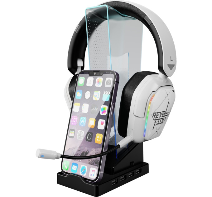 Xtrike ME Підставка для гарнітури XTRIKE ME RGB 4xUSB2.0 HUB, USB кабель 1,5м,чорна