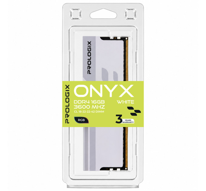 Модуль пам`ятi DDR4 16GB/3600 Prologix Onyx White RGB (PRO16GB3600YWR4)