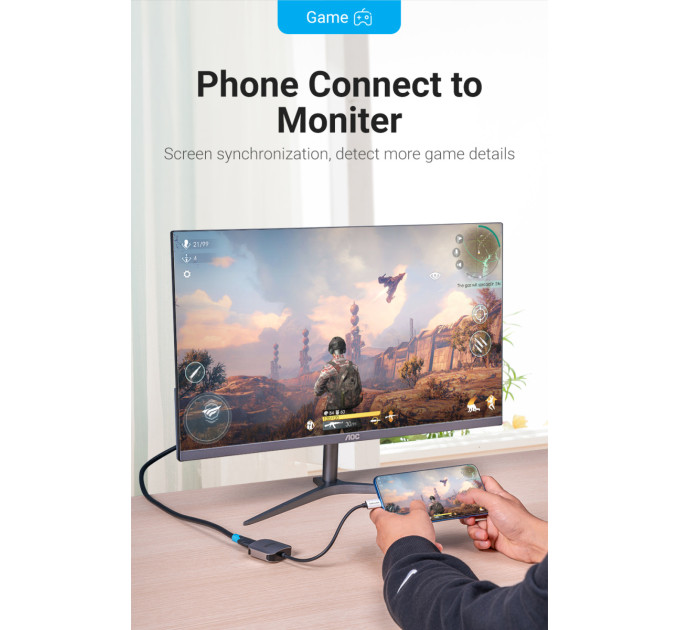 Vention Перехідник USB3.1 Type-C to HDMI (F) 4K 30HZ 0.15m Vention (TDEHB)