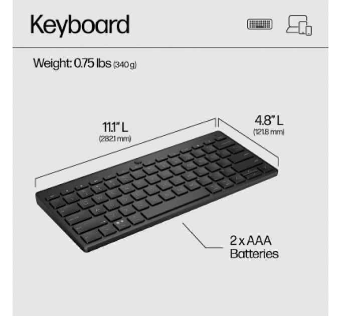 HP Клавіатура HP 350 Compact Multi-Device Bluetooth UA Black (692S8AA)