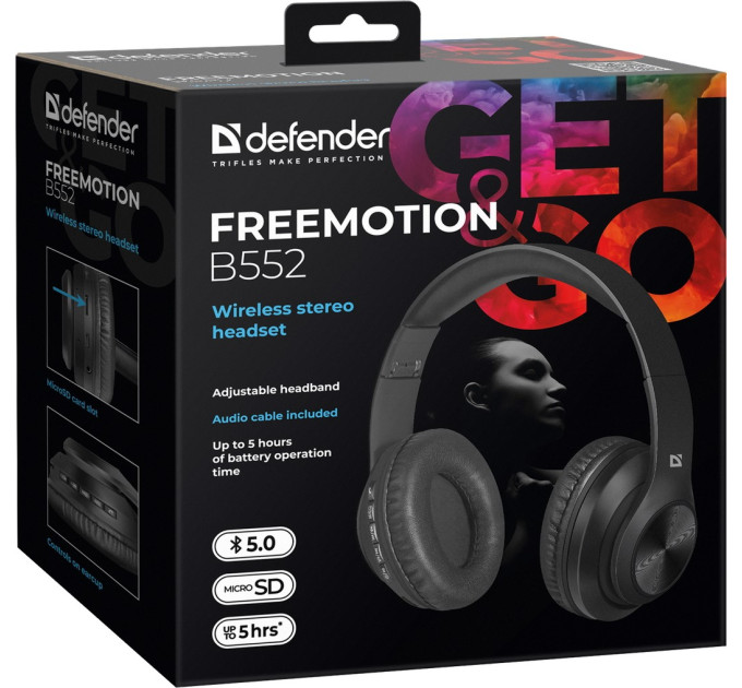 Defender Навушники Defender FreeMotion B552 Bluetooth Black (63552)