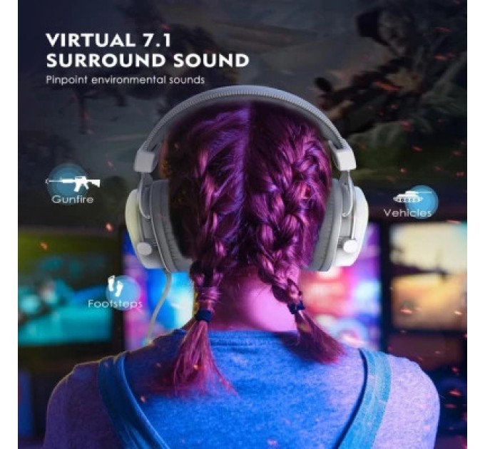 Fifine Навушники Fifine H6 RGB 7.1 White (H6W)