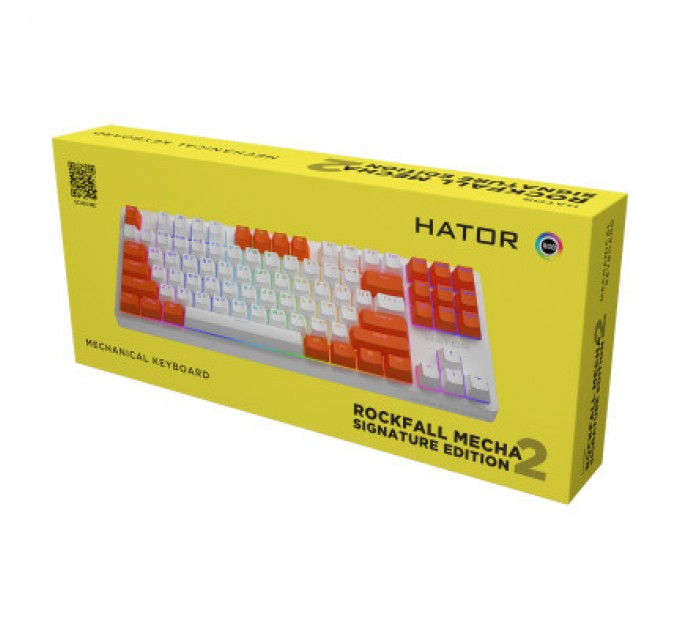 Hator Клавіатура Hator Rockfall 2 Mecha Signature Edition USB White/White/Orange (HTK-521-WWO)