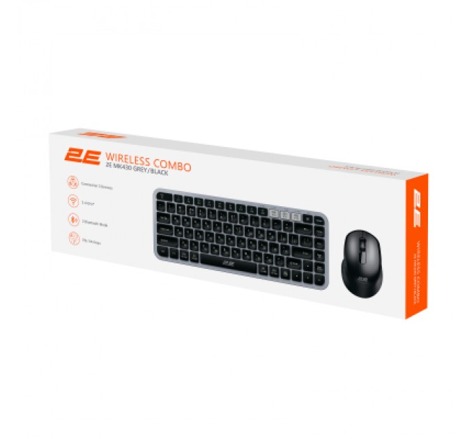 2E Комплект 2E MK430 Wireless/Bluetooth UA Black/Grey (2E-MK430WBGR_UA)