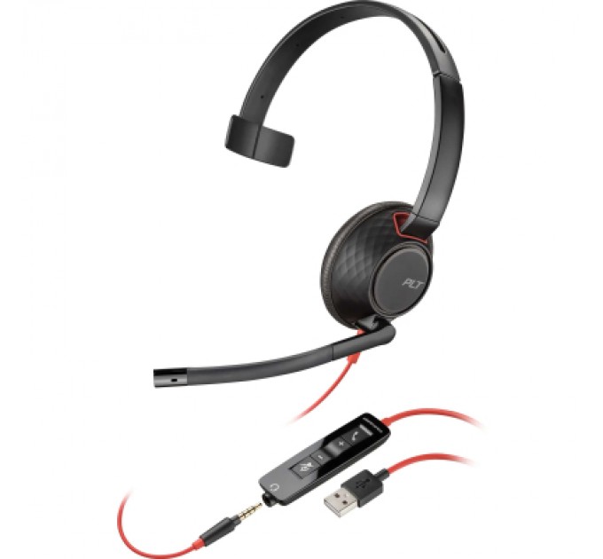 Poly Навушники Poly Blackwire 5210 USB-A/USB-C 3.5 мм Black (8X230AA)