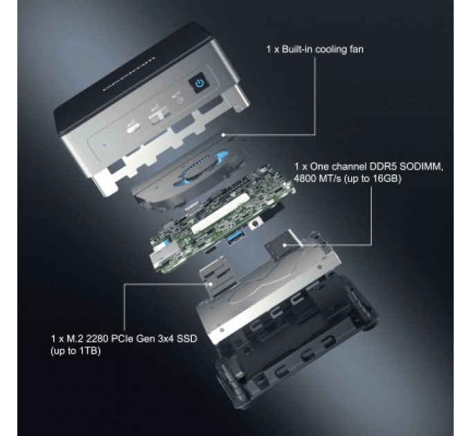GEEKOM Комп'ютер GEEKOM Mini Air12 / N100, 16G, SSD 512G, WIN11 Pro (GMAir12N100-16512-EU)