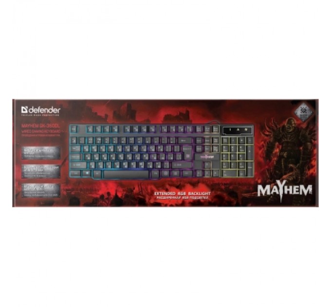 Клавіатура Defender Mayhem Mayhem GK-360DL USB UA Black (45362)