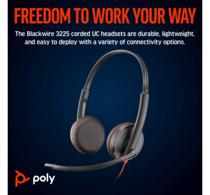 Poly Навушники Poly BlackWire C3225 USB-A HS Stereo Black (80S11AA)