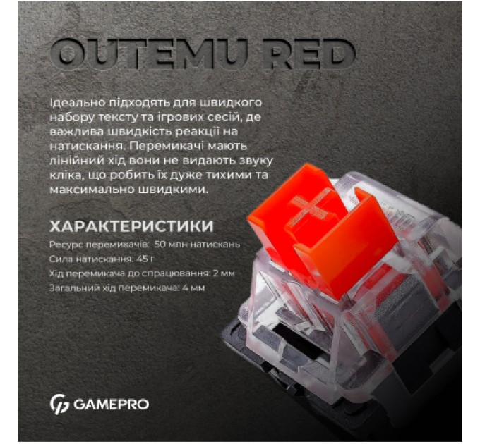 GamePro Клавіатура GamePro MK180B Hot-Swap Red Swich RGB USB UA Black (MK180B)