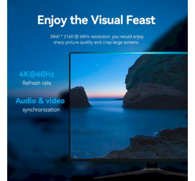 Vention Кабель мультимедійний DisplayPort to DisplayPort 1.5m V1.2 4K 60Hz 3D Dolby 7.1 Vention (HAKBG)