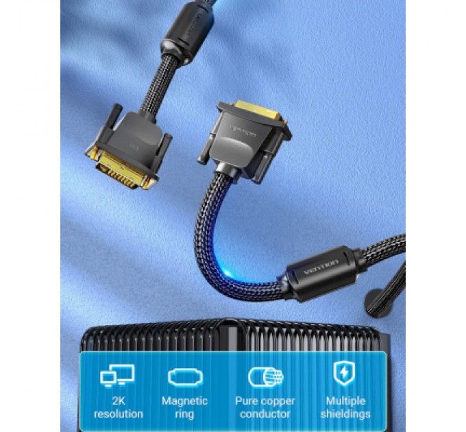Vention Кабель мультимедійний DVI to DVI 24+1pin 3.0m 2K 60Hz ferrite Vention (EAEBI)