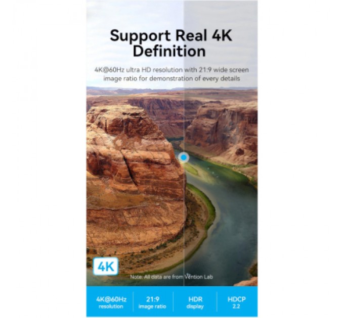 Vention Кабель мультимедійний HDMI to HDMI 2.0m V2.0 4K 60Hz Aluminum Alloy Blue Vention (ALHSH)