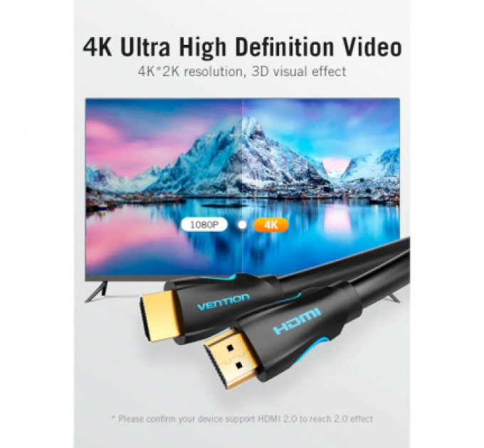 Vention Кабель мультимедійний HDMI to HDMI 20.0m V2.0 4K 30Hz PVC Vention (VAA-M02-B2000)