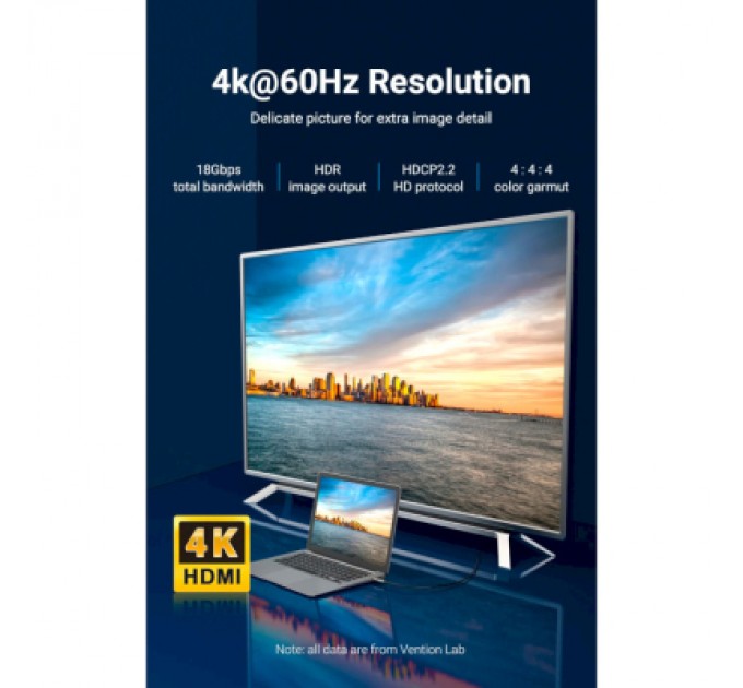 Vention Кабель мультимедійний HDMI to HDMI 30.0m V2.0 Optical 4K 60Hz 18Gbps Dolby 7.1 PVC Black Zinc Alloy Vention (ALABT)
