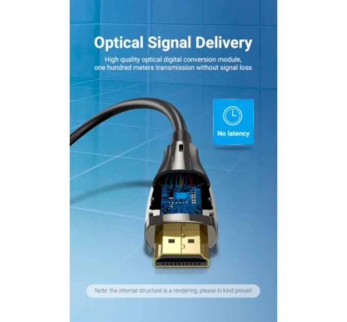 Vention Кабель мультимедійний HDMI to HDMI 30.0m V2.0 Optical 4K 60Hz 18Gbps Dolby 7.1 PVC Black Zinc Alloy Vention (ALABT)