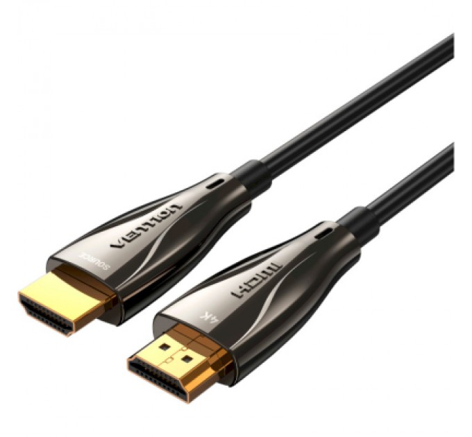 Vention Кабель мультимедійний HDMI to HDMI 30.0m V2.0 Optical 4K 60Hz 18Gbps Dolby 7.1 PVC Black Zinc Alloy Vention (ALABT)