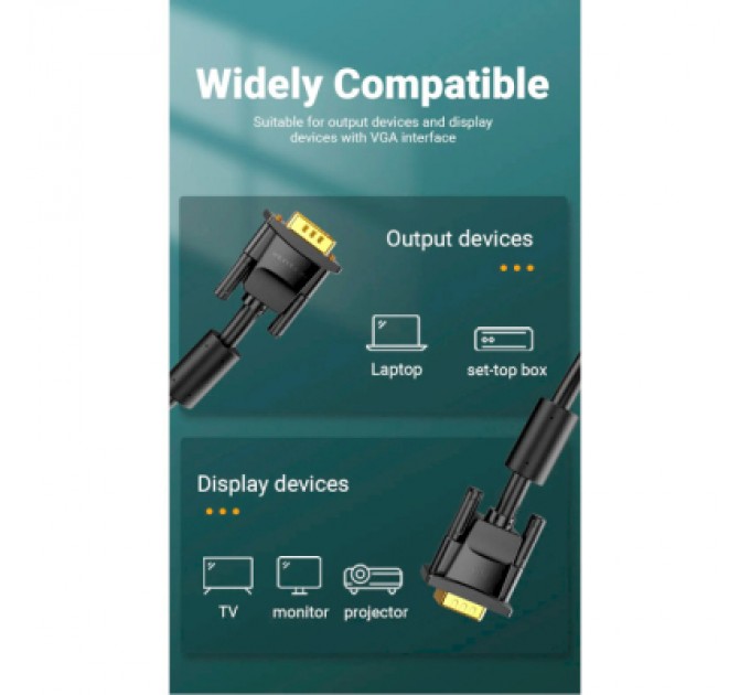 Vention Кабель мультимедійний VGA 15M-15M 1.5m ferrite Vention (DAEBG)