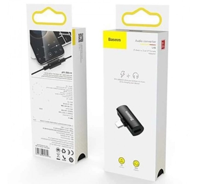 Baseus Перехідник L46 Lightning (1 Male / 2 Female) Black Baseus (CAL46-01)