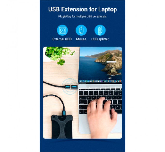 Перехідник USB 2.0 Type-C to USB AF (OTG) Vention (CDTB0)