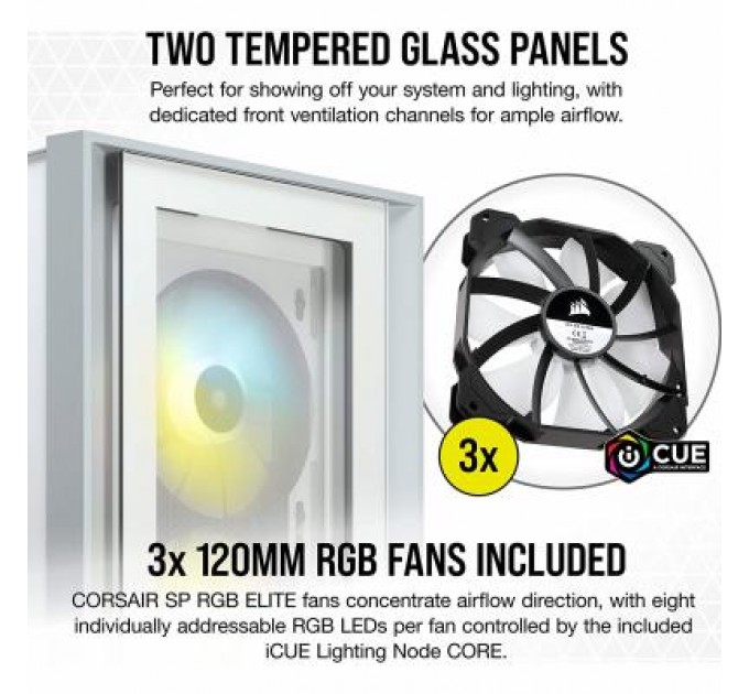 Corsair Корпус Corsair iCUE 4000X RGB Tempered Glass White (CC-9011205-WW)
