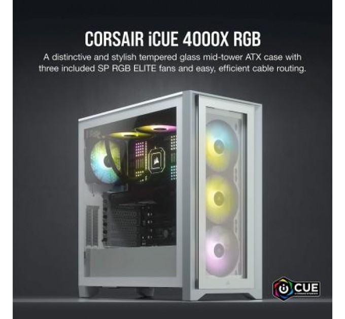 Corsair Корпус Corsair iCUE 4000X RGB Tempered Glass White (CC-9011205-WW)