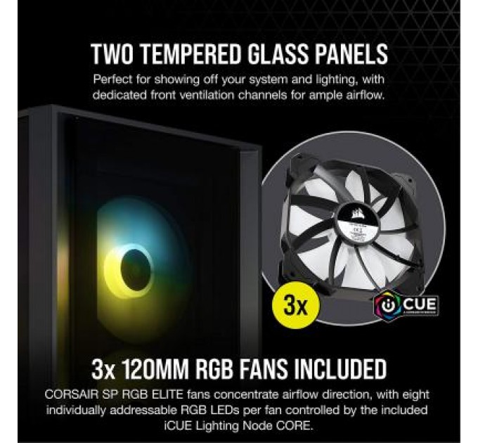 Corsair Корпус Corsair iCUE 4000X RGB Tempered Glass Black (CC-9011204-WW)