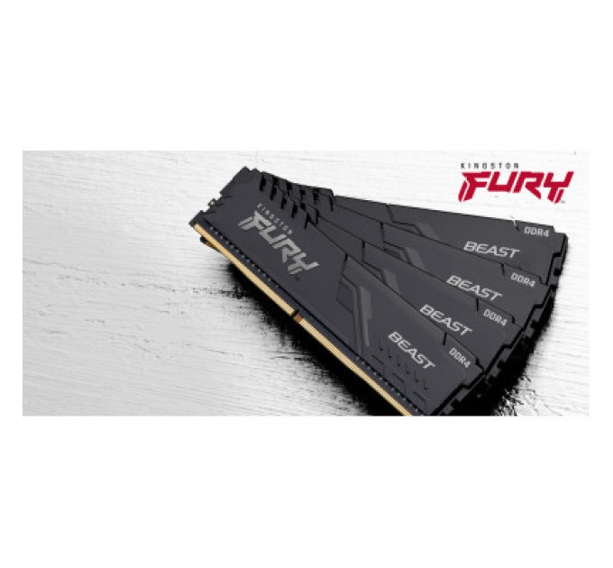 Kingston Fury (ex.HyperX) Модуль пам'яті для комп'ютера DDR4 16GB 3733 MHz Fury Beast Black Kingston Fury (ex.HyperX) (KF437C19BB1/16)