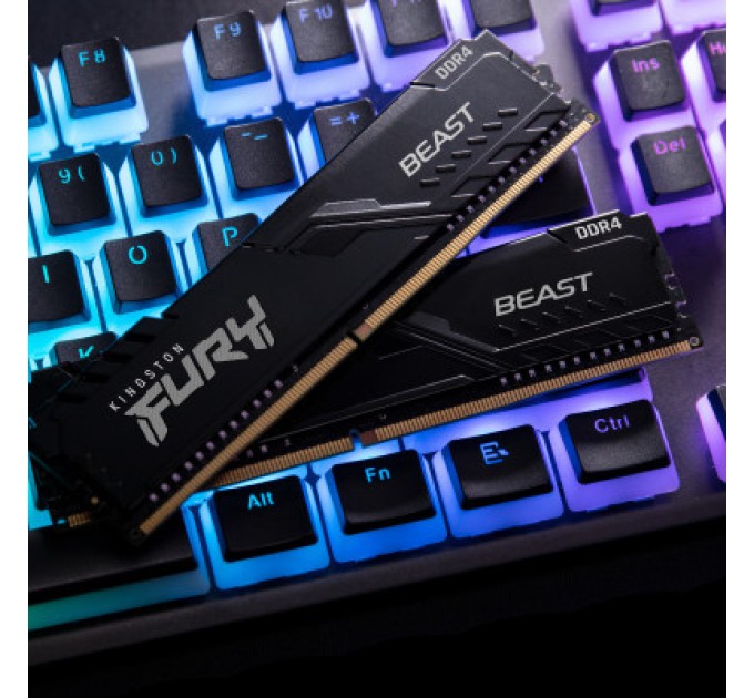 Kingston Fury (ex.HyperX) Модуль пам'яті для комп'ютера DDR4 16GB 3733 MHz Fury Beast Black Kingston Fury (ex.HyperX) (KF437C19BB1/16)