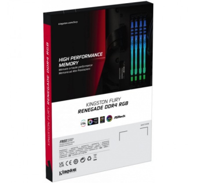 Kingston Fury (ex.HyperX) Модуль пам'яті для комп'ютера DDR4 16GB (2x8GB) 4000 MHz Renegade RGB Black Kingston Fury (ex.HyperX) (KF440C19RBAK2/16)