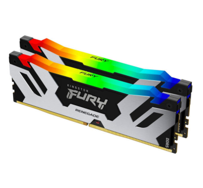 Kingston Fury (ex.HyperX) Модуль пам'яті для комп'ютера DDR5 32GB (2x16GB) 6400 MHz Renegade Silver RGB Kingston Fury (ex.HyperX) (KF564C32RSAK2-32)